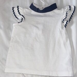 Janie and Jack White Top with Navy Accents